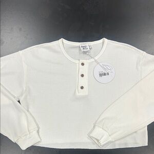 Princess Polly White Long Sleeve Henley Top
